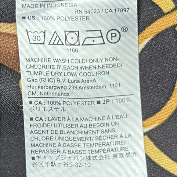 BANANA REPUBLIC Petite XS Chain Print Blouse Black Gold Long Sleeve Top - Picture 10 of 10